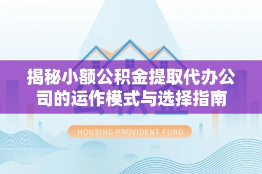 南充揭秘小额公积金提取代办公司的运作模式与选择指南